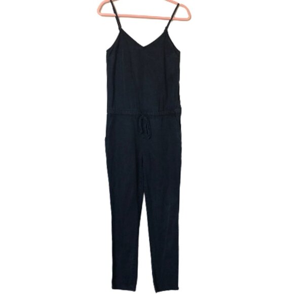 PAIGE Suki Black Pearl Lyocell Denim Relaxed Tapered Leg Jumpsuit - Picture 3 of 16